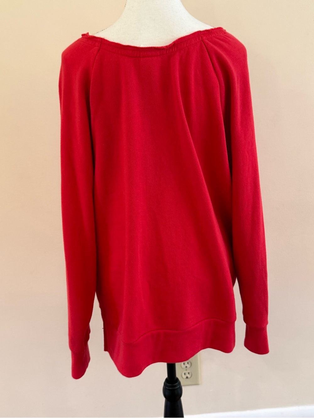 PINK Victoria's Secret Red Off-Shoulder Logo Sweatshirt size Small - Picture 3 of 5
